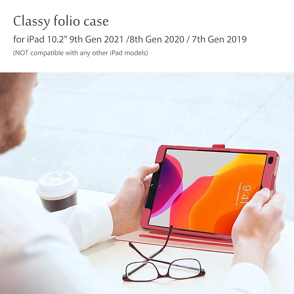ProCase ProCase Leather Vintage Stand Folio Cover for 2019 iPad 10.2 Inch 7th Generation Protective Case Red - View 8 of 8
