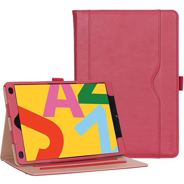 ProCase Leather Vintage Stand Folio Cover for 2019 iPad 10.2 Inch 7th Generation Protective Case Red