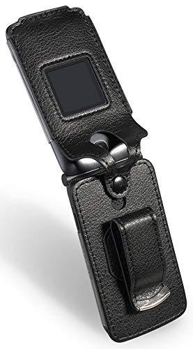 Nakedcellphone Nakedcellphone Form-Fit Black Vegan Leather Phone Case with Screen Protection and Belt Clip for Alcatel Go Flip V MyFlip QuickFlip AT&T Cingular Flip 2 - View 3 of 8