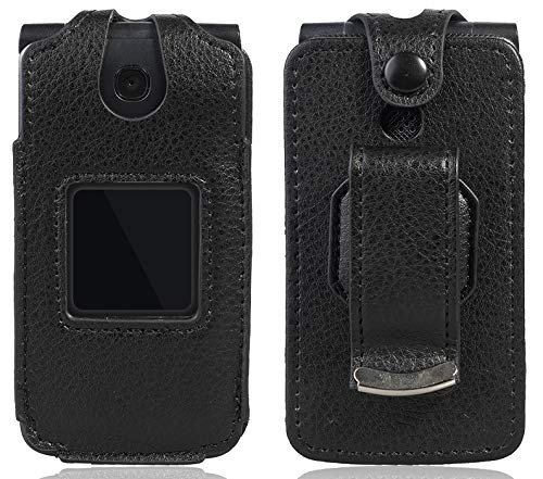 Nakedcellphone Nakedcellphone Form-Fit Black Vegan Leather Phone Case with Screen Protection and Belt Clip for Alcatel Go Flip V MyFlip QuickFlip AT&T Cingular Flip 2 - View 8 of 8