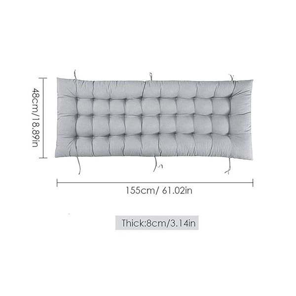 Moonase Patio Chaise Lounger Cushion Thick Padded Indoor Outdoor Sofa Cushion with 6 Ties 61 Inch Gray - View 5 of 7