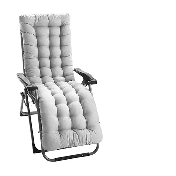 Moonase Patio Chaise Lounger Cushion Thick Padded Indoor Outdoor Sofa Cushion with 6 Ties 61 Inch Gray