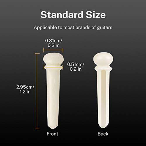 Donner Donner Acoustic Guitar Bridge Pins - 6PCS White Bone with Abalone Dot & Puller | Enhance Your Guitar's Sound! - View 4 of 11