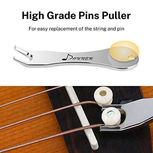 Donner Donner Acoustic Guitar Bridge Pins - 6PCS White Bone with Abalone Dot & Puller | Enhance Your Guitar's Sound! - View 7 of 11