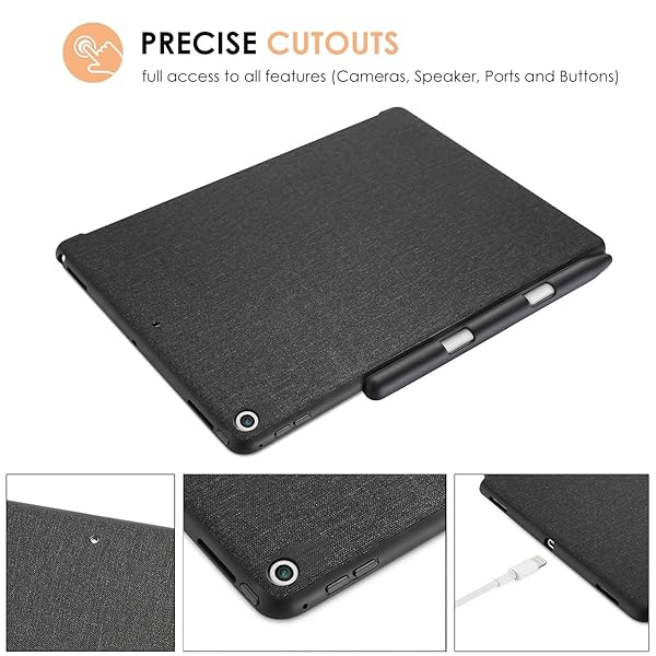 ProCase ProCase for iPad 10.2 (2021 9th Gen/ 2020 8th Gen/ 2019 7th Gen) Back Case with Pencil Holder, Companion Back Cover for iPad 9th 8th 7th, Compatible with Smart Keyboard and Smart Cover -Black - View 3 of 7