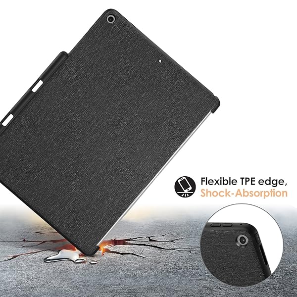 ProCase ProCase for iPad 10.2 (2021 9th Gen/ 2020 8th Gen/ 2019 7th Gen) Back Case with Pencil Holder, Companion Back Cover for iPad 9th 8th 7th, Compatible with Smart Keyboard and Smart Cover -Black - View 4 of 7
