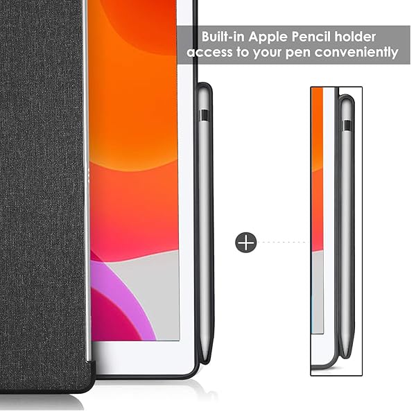 ProCase ProCase for iPad 10.2 (2021 9th Gen/ 2020 8th Gen/ 2019 7th Gen) Back Case with Pencil Holder, Companion Back Cover for iPad 9th 8th 7th, Compatible with Smart Keyboard and Smart Cover -Black - View 6 of 7