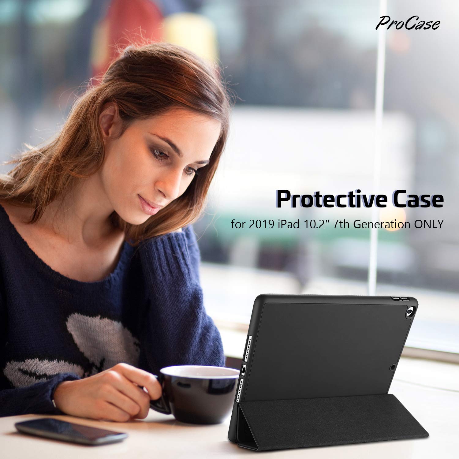 ProCase ProCase Smart Case for iPad 10.2 9th Gen 2021 8th Gen 2020 7th Gen 2019 with Pencil Holder Slim Protective TPU Back Cover Black - View 2 of 7
