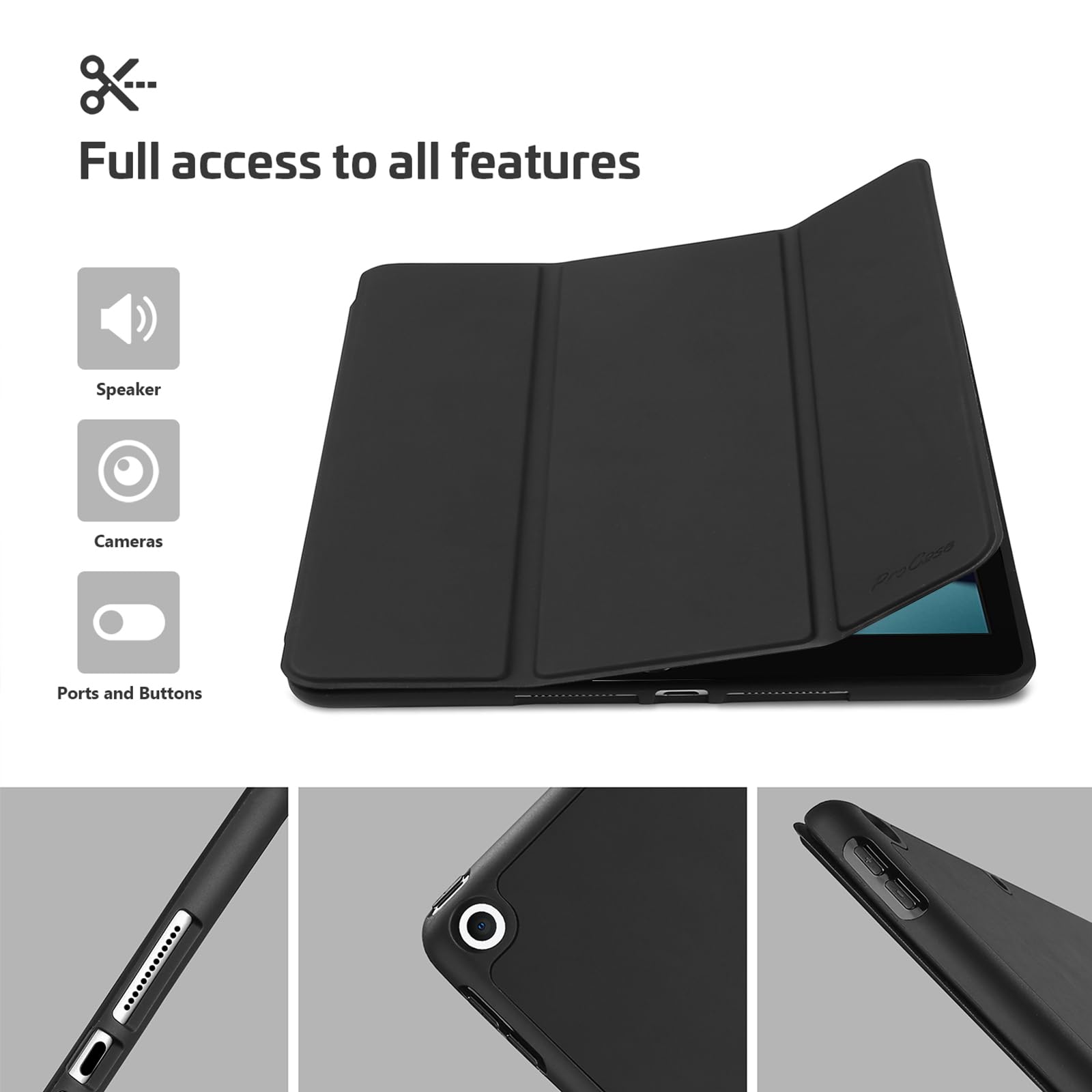ProCase ProCase Smart Case for iPad 10.2 9th Gen 2021 8th Gen 2020 7th Gen 2019 with Pencil Holder Slim Protective TPU Back Cover Black - View 6 of 7
