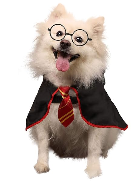 Coomour Coomour Halloween Dog Costume Wizard Shirt for Pets Soft Hoodie with Glasses Small Size for Dogs and Cats