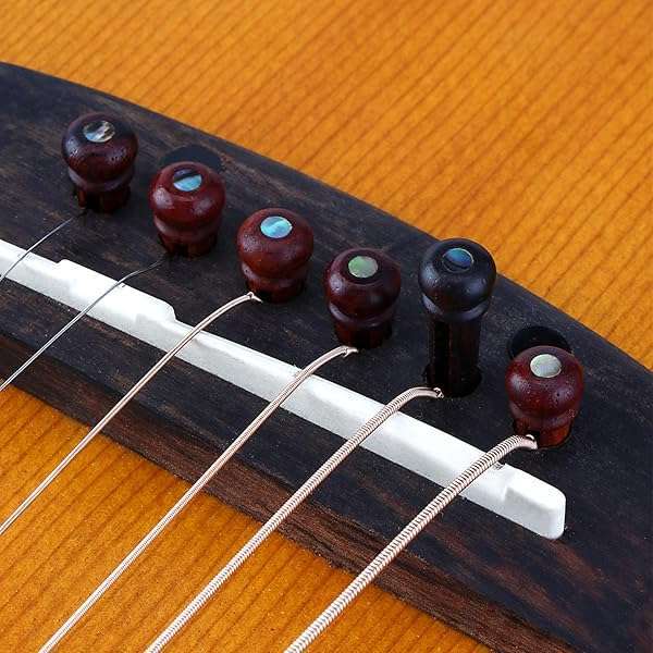 Donner Donner Acoustic Guitar Bridge Pins - 6 PCS Wooden Pins with Abalone Dot & Puller - Brown Cocobolo - View 7 of 9