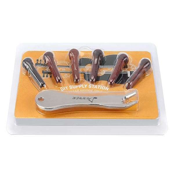 Donner Donner Acoustic Guitar Bridge Pins - 6 PCS Wooden Pins with Abalone Dot & Puller - Brown Cocobolo - View 9 of 9