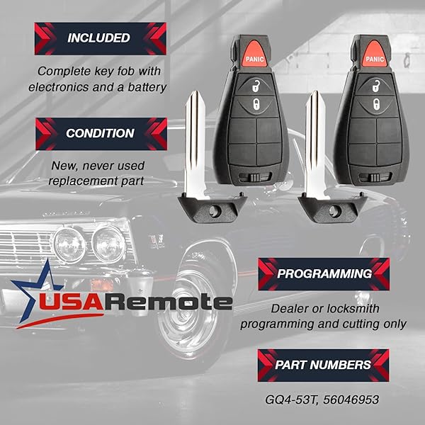 USARemote Key Fob for 2013-2018 Jeep Cherokee Ram Pickup Keyless Entry Remote Smart Key Set of 2 - View 3 of 6