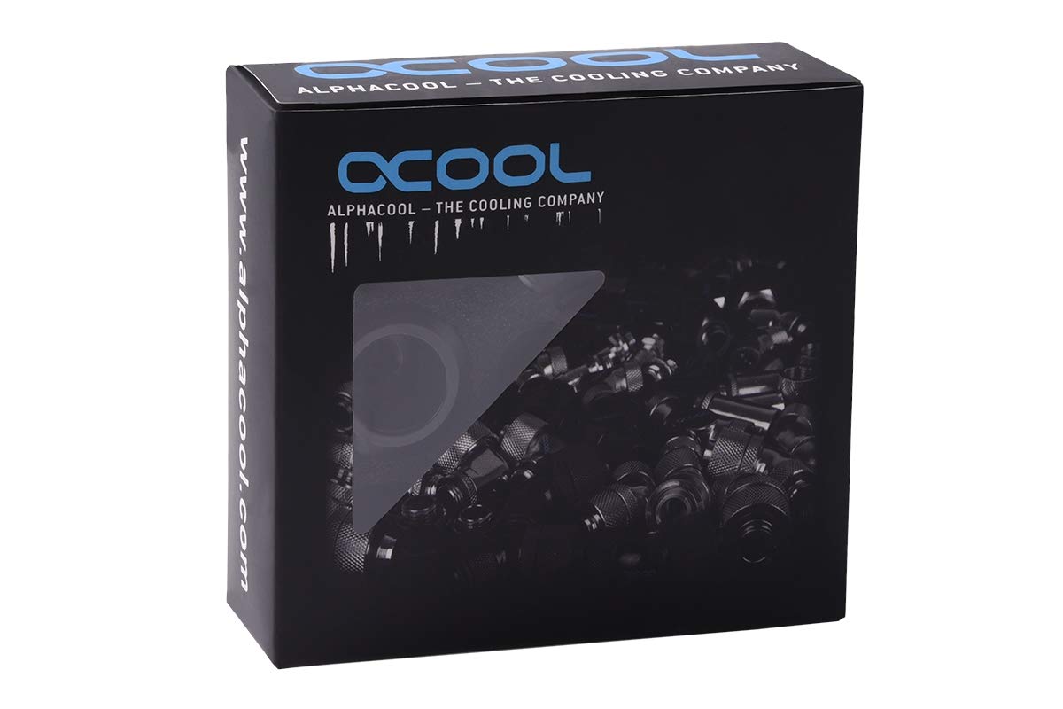 Alphacool Alphacool Eiszapfen PRO HardTube G1/4 Fitting 16mm OD Deep Black 6 Pack for Efficient Liquid Cooling Solutions - View 5 of 5