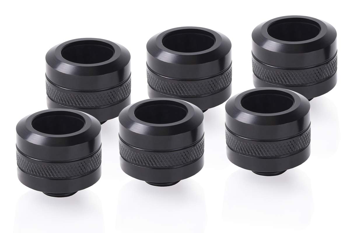 Alphacool Eiszapfen PRO HardTube G1/4 Fitting 16mm OD Deep Black 6 Pack for Efficient Liquid Cooling Solutions