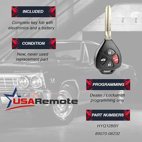 USARemote Key Fob for 2007 2008 2009 2010 Toyota Camry Keyless Entry Remote HYQ12BBY 4D-67 Replacement - View 3 of 6