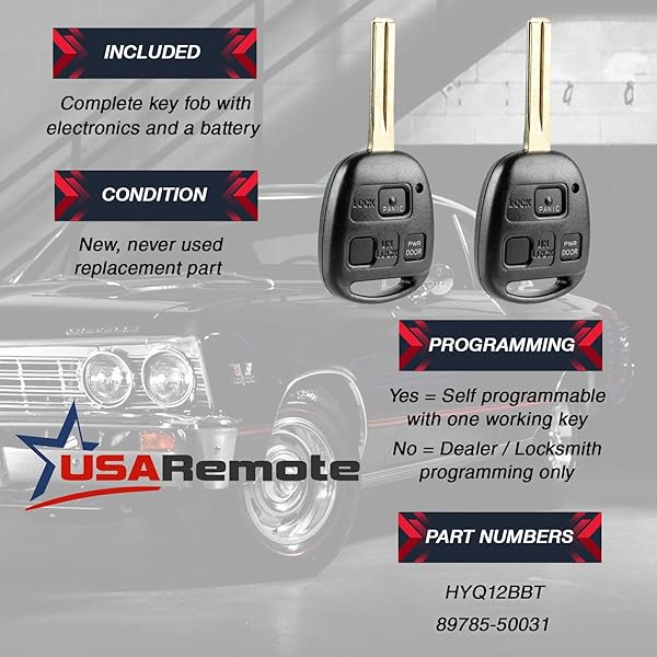 USARemote Key Fob Set of 2 for 2004-2010 RX330 RX350 RX400h RX450h Keyless Entry Remote HYQ12BBT - View 3 of 6
