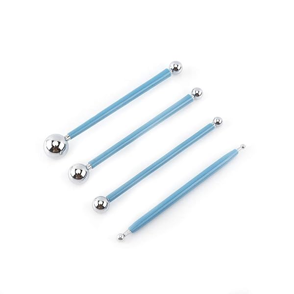 4Pcs Double-Sided Metal Ball Clay Tools for Fondant, Cake Decorating & Pottery - Perfect for Modeling & Dotting