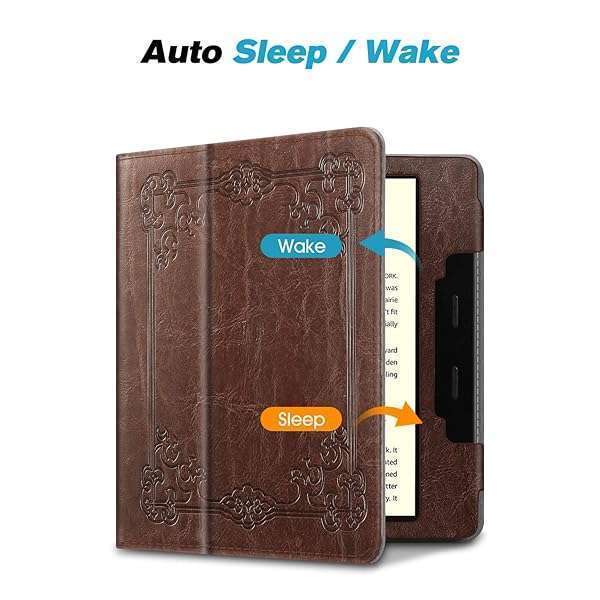 FINTIE Fintie Folio Case for Kindle Oasis 10th & 9th Gen - Premium PU Leather, Slim Fit, Auto Wake Sleep, Vintage Brown - View 4 of 7
