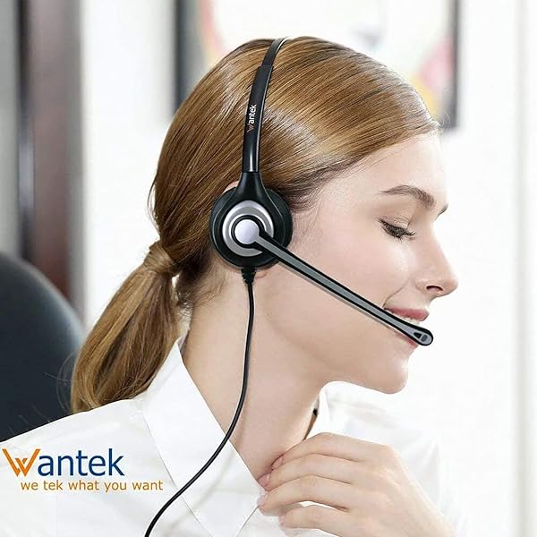 Wantek Buy Wantek RJ9 Noise Cancelling Headset for Office Phones - Compatible with Plantronics, Polycom, Avaya & More - View 4 of 9