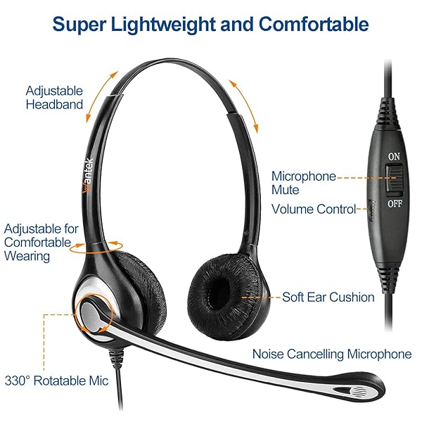 Wantek Buy Wantek RJ9 Noise Cancelling Headset for Office Phones - Compatible with Plantronics, Polycom, Avaya & More - View 5 of 9