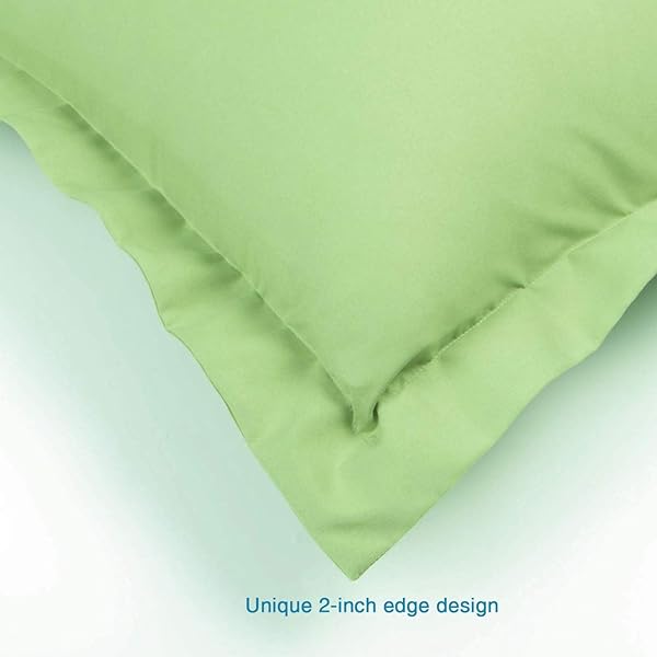 FLXXIE FLXXIE Microfiber European Pillow Shams Set of 2 Soft Sage Green Euro Sham Covers 26x26 Inches Fade Wrinkle Shrinkage Resistant - View 5 of 6