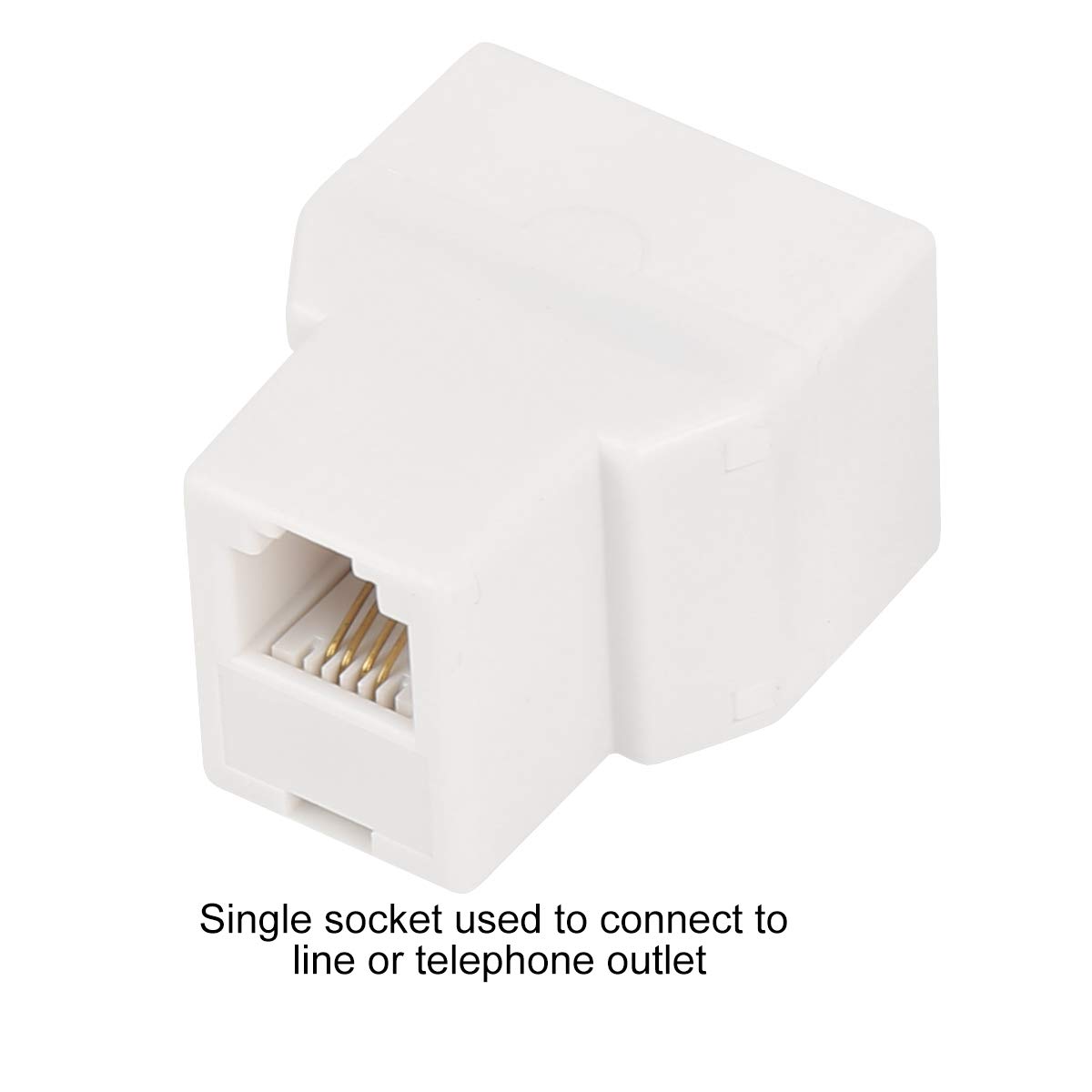 Uvital Uvital RJ11 6P4C Telephone Splitters - 1 Female to 2 Female Landline Connectors (White, 4 Pack) for Easy Phone Line Sharing - View 3 of 8