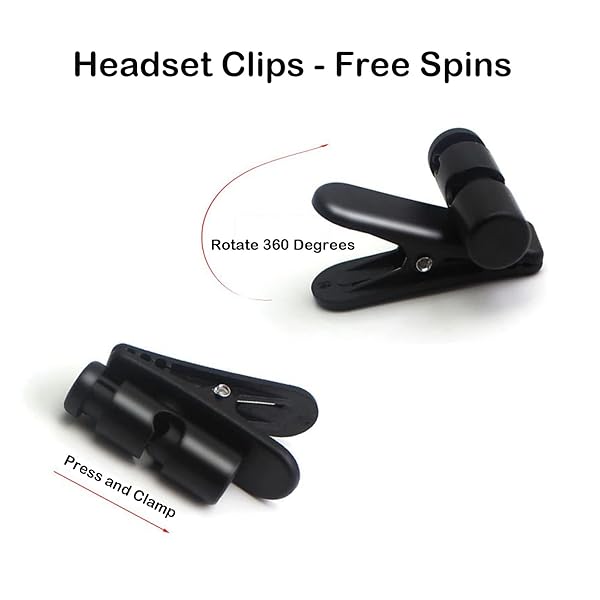ASHATA ASHATA 2 Pieces Headphone Clips 360 Degree Rotate Earphone Cable Clothing Clip for 2-4mm Headphone Wire Black - View 3 of 8