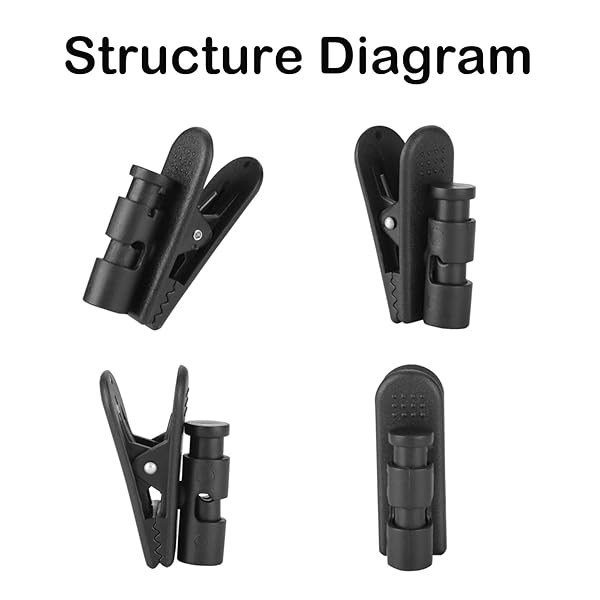 ASHATA ASHATA 2 Pieces Headphone Clips 360 Degree Rotate Earphone Cable Clothing Clip for 2-4mm Headphone Wire Black - View 6 of 8