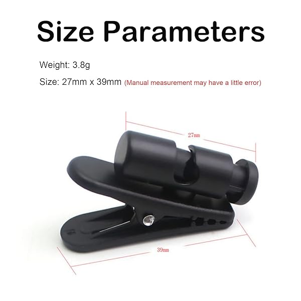 ASHATA ASHATA 2 Pieces Headphone Clips 360 Degree Rotate Earphone Cable Clothing Clip for 2-4mm Headphone Wire Black - View 7 of 8