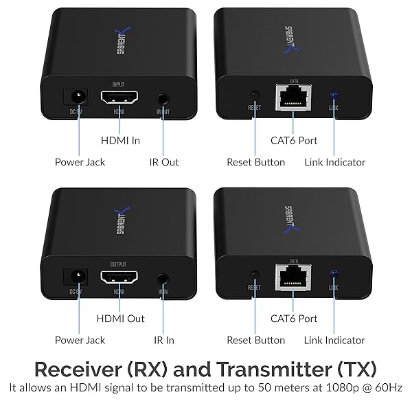 SABRENT Sabrent 1080P 3D HDMI Extender Over CAT6 164 Feet 50 Meters DA-HDEX High Quality Video Transmission - View 3 of 7