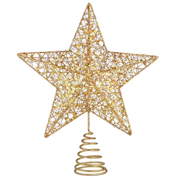 STOBOK STOBOK Golden Christmas Tree Star Topper - 25x30cm Xmas Decoration for Festive Cheer