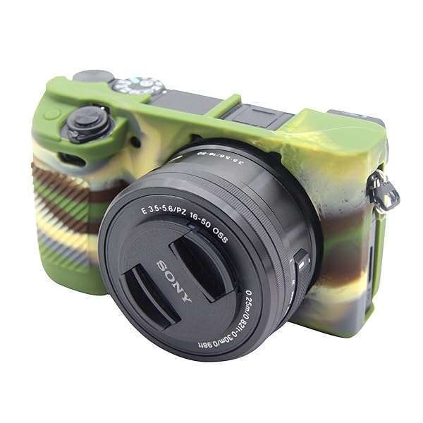 Easy Hood Case for Sony Alpha A6100 A6300 A6400 - Anti-Scratch Silicone Protective Cover (Camo)