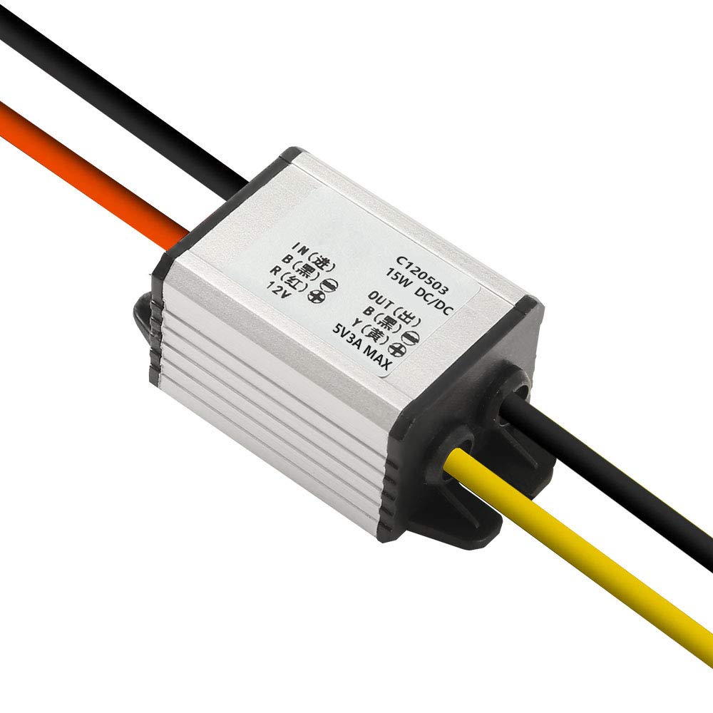 DORHEA 12V to 5V DC Converter Waterproof Step Down Module for Car Truck 3A 15W Voltage Regulator Power Supply - View 2 of 7