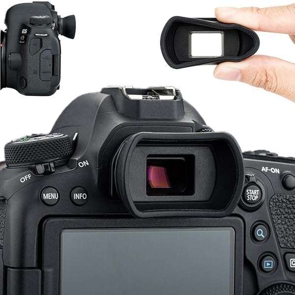 Kiorafoto Soft Camera Eyecup for Canon EOS 6D, 5D, 90D, 80D, Rebel T7i & More - Comfortable Eyepiece Replacement