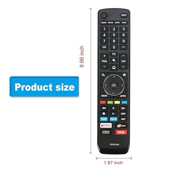AULCMEET EN3R39H Replacement Remote Control for Hisense LCD LED Smart 4K TVs Compatible with Multiple Models - View 2 of 3