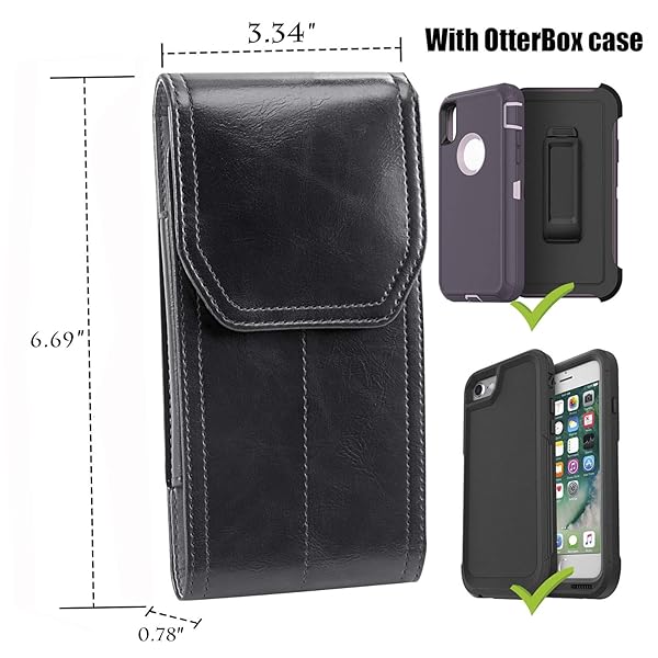 miadore Miadore Premium Leather Holster Case for iPhone 13 12 11 Pro Max Xs Max Vertical Pouch with Belt Clip and Loops Black - View 2 of 7