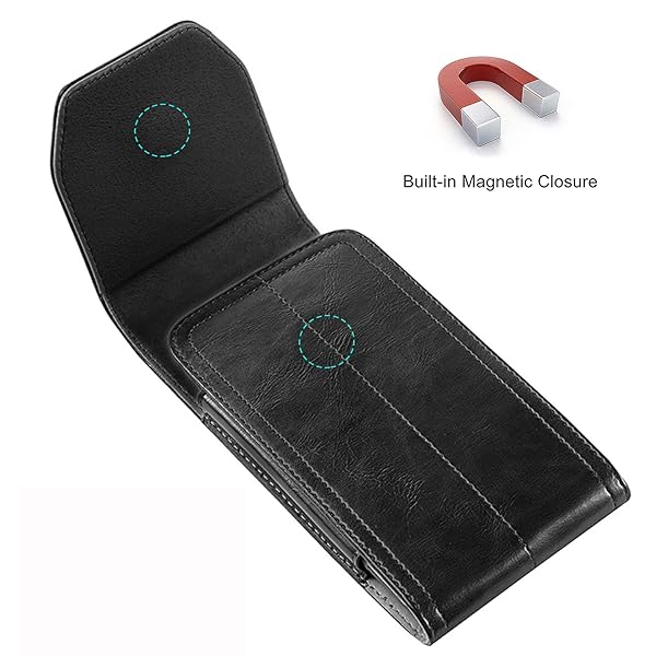 miadore Miadore Premium Leather Holster Case for iPhone 13 12 11 Pro Max Xs Max Vertical Pouch with Belt Clip and Loops Black - View 3 of 7