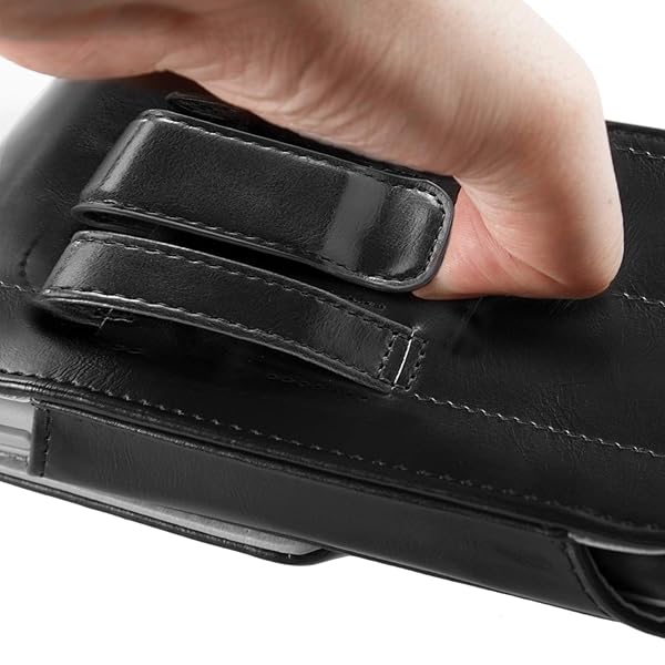 miadore Miadore Premium Leather Holster Case for iPhone 13 12 11 Pro Max Xs Max Vertical Pouch with Belt Clip and Loops Black - View 4 of 7