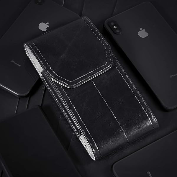miadore Miadore Premium Leather Holster Case for iPhone 13 12 11 Pro Max Xs Max Vertical Pouch with Belt Clip and Loops Black - View 7 of 7