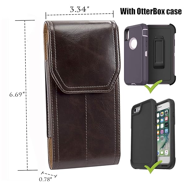 miadore Miadore Premium Leather Holster Case for iPhone 13 12 11 Pro Max Xs Max Vertical Pouch with Belt Clip and Loops Brown - View 3 of 8