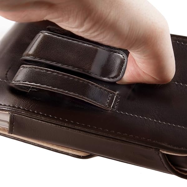 miadore Miadore Premium Leather Holster Case for iPhone 13 12 11 Pro Max Xs Max Vertical Pouch with Belt Clip and Loops Brown - View 5 of 8