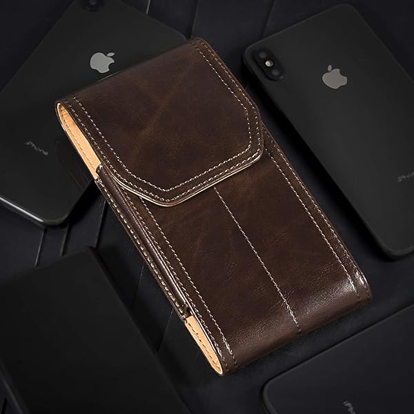 miadore Miadore Premium Leather Holster Case for iPhone 13 12 11 Pro Max Xs Max Vertical Pouch with Belt Clip and Loops Brown - View 8 of 8