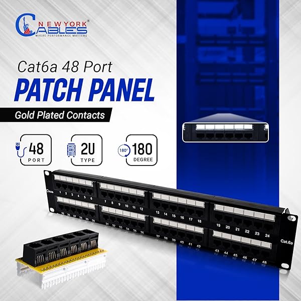 NewYork Cables Newyork Cables Blank Keystone Patch Panel 48 Ports Cat6a for Data Centers Offices and Server Rooms - View 4 of 9