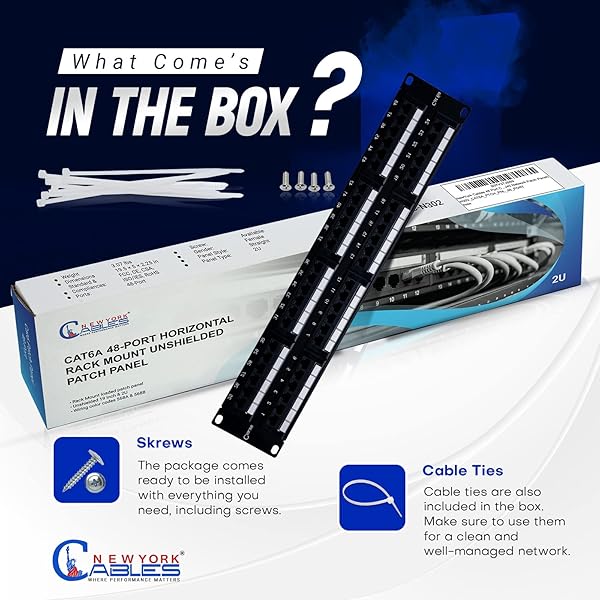 NewYork Cables Newyork Cables Blank Keystone Patch Panel 48 Ports Cat6a for Data Centers Offices and Server Rooms - View 8 of 9