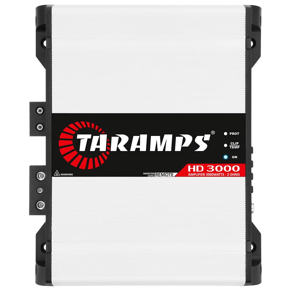 Taramp's Taramps HD 3000 Monoblock Class D Amplifier 3000 Watts RMS Full Range Car Audio with LED Monitor Indicator and Crossover