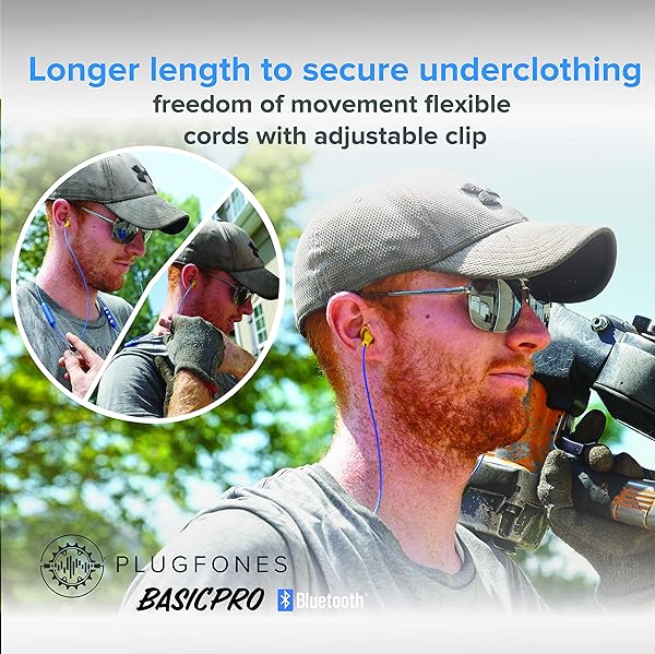 Plugfones Plugfones Basic Pro Wireless Bluetooth Earbuds: Noise-Reducing Earplugs with Mic & Controls (Blue & Yellow) - View 6 of 9