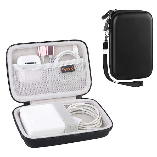Canboc Hard Shockproof Carrying Case for MacBook Air Pro Charger MagSafe iPhone 16 Pro USB C Hub Black