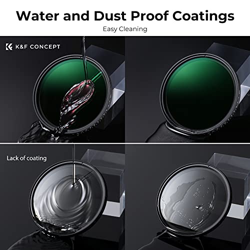 K&F CONCEPT KF Concept 37mm Variable Neutral Density Filter ND8 to ND2000 Hydrophobic Adjustable ND Filter with 24 Multi Layer Coatings for Camera Lens - View 5 of 8