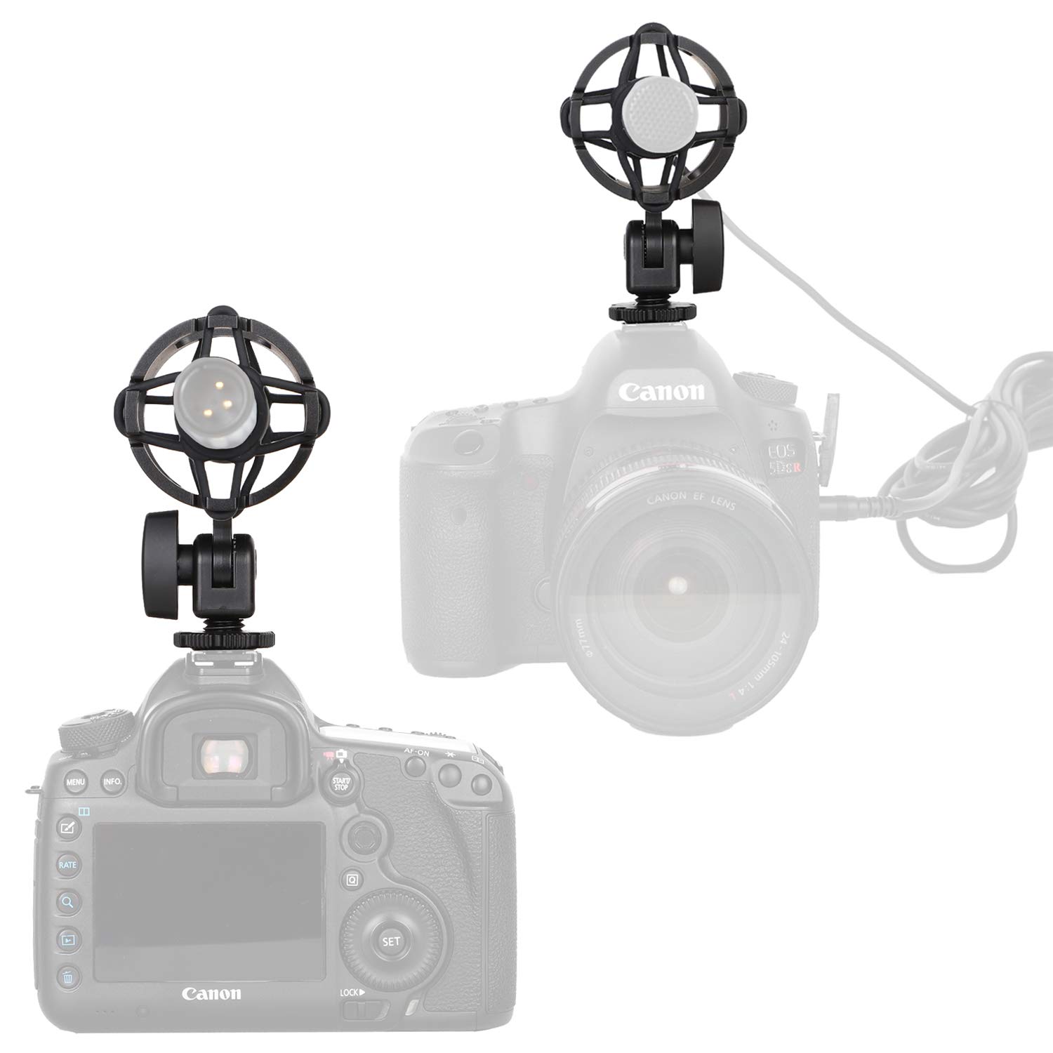 Easy Hood Easy Hood Microphone Shock Mount Holder with Cold Shoe for Camera and Boompoles Fits 19-25mm Diameter Shotgun Microphones - View 6 of 9